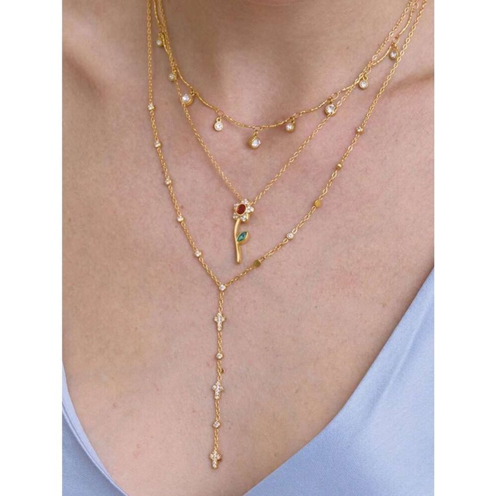 Gold Flower Pendant Necklace A1746